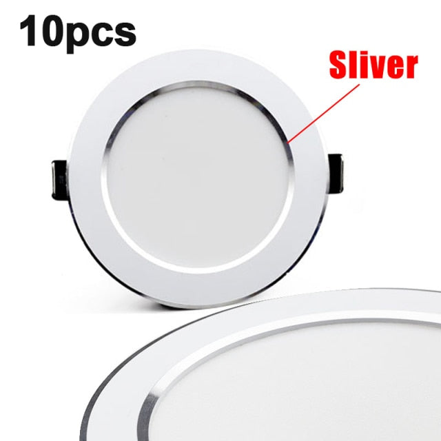 LED Downlight 220V 18W 15W 12W 9W 7W 10pcs Round Recessed Fixtures Ceiling Spotlight Down Lights For Kitchen Office Living Room
