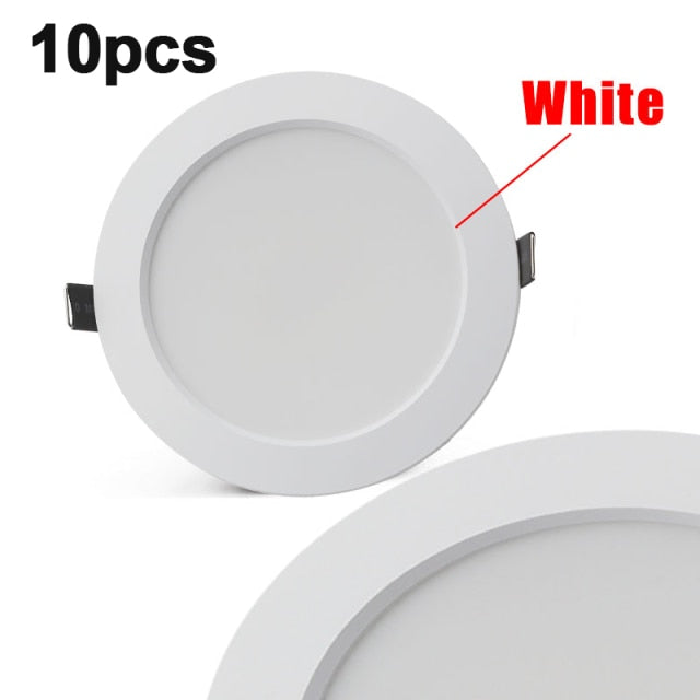 LED Downlight 220V 18W 15W 12W 9W 7W 10pcs Round Recessed Fixtures Ceiling Spotlight Down Lights For Kitchen Office Living Room
