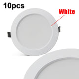 LED Downlight 220V 18W 15W 12W 9W 7W 10pcs Round Recessed Fixtures Ceiling Spotlight Down Lights For Kitchen Office Living Room