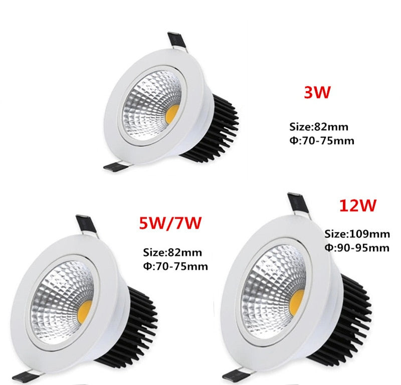 LED Dimmable Led downlight light COB Ceiling Spot Light 3w 5w 7w 12w 85-265V ceiling recessed Lights Indoor Lighting