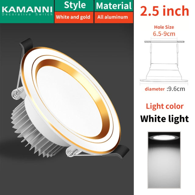 Recessed LED Downlight 5W 7W AC 220V Fog Waterproof Ceiling Lamp Spot Light Home Living Room Bedroom Bathroom Spotlight Lighting