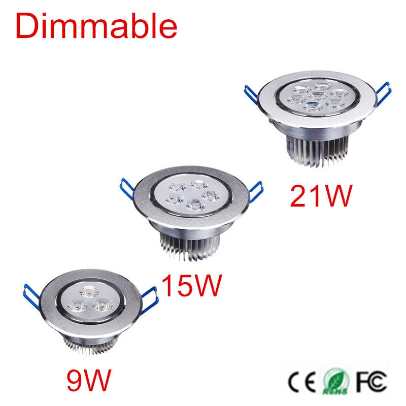New arrived 9W 15W 21W Dimmable led downlight lighting lamp AC85-265V led cabinet light Indoor lighting Warm/Natural/Cold White
