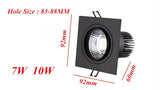 Square Black Led downlight bulbs COB Ceiling Spot Light 7w 10w 14w 20w 85-265V dimmable ceiling recessed Lights Indoor Lighting