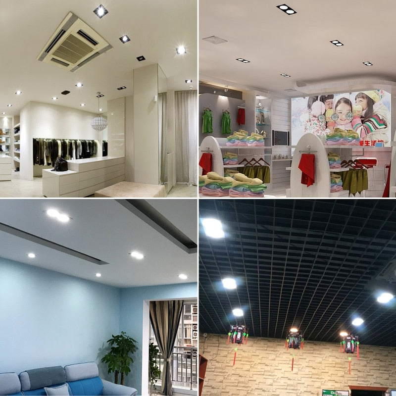 Square Black Led downlight bulbs COB Ceiling Spot Light 7w 10w 14w 20w 85-265V dimmable ceiling recessed Lights Indoor Lighting