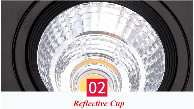 Square Black Led downlight bulbs COB Ceiling Spot Light 7w 10w 14w 20w 85-265V dimmable ceiling recessed Lights Indoor Lighting