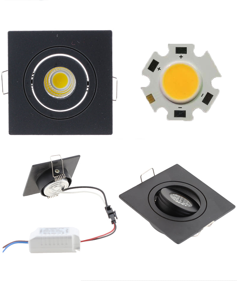 White/Black/Silver LED Downlights COB 3W Recessed LED Downlight Led Bulb Spot Light Lamp Aluminum Dimmable 220V 110V Home Decor