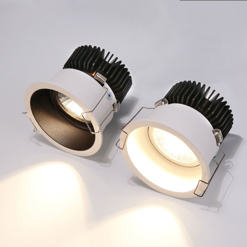 Anti-glare Downlight Round LED Spot Lights 7W 12W 24W Dimmable 110V 220v 38° Ceiling Lamp Warm white For Living Room Lighting