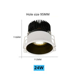 Anti-glare Downlight Round LED Spot Lights 7W 12W 24W Dimmable 110V 220v 38° Ceiling Lamp Warm white For Living Room Lighting