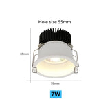 Anti-glare Downlight Round LED Spot Lights 7W 12W 24W Dimmable 110V 220v 38° Ceiling Lamp Warm white For Living Room Lighting