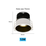 Anti-glare Downlight Round LED Spot Lights 7W 12W 24W Dimmable 110V 220v 38° Ceiling Lamp Warm white For Living Room Lighting