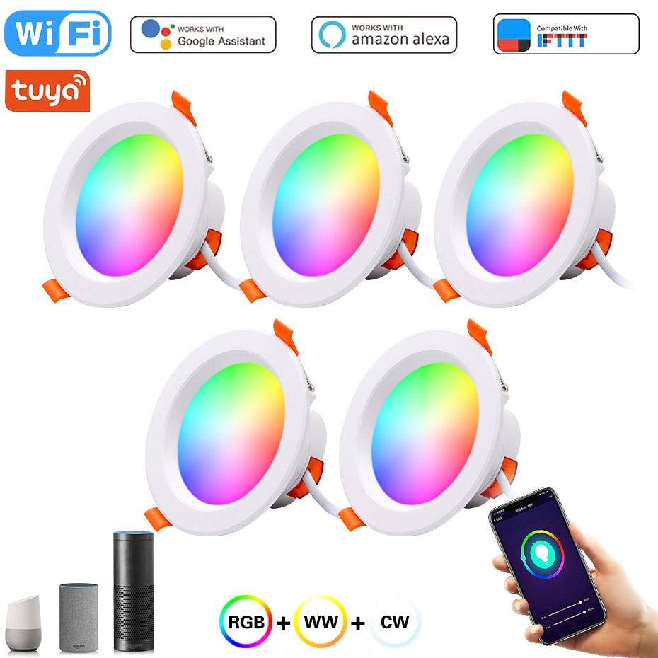 LED Downlight Tuya WiFi Smart Life Voice Control Dimmable Spot Lamp 5W 7W 9W 15W RGB Color Changing Work with Alexa Google Home