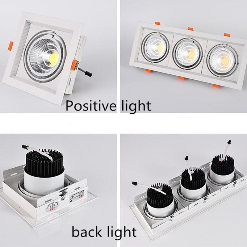 Super Bright Recessed square LED Dimmable Downlight COB 10w 20W 30w LED Spot light LED decoration Ceiling Lamp AC110V 220V Spot light