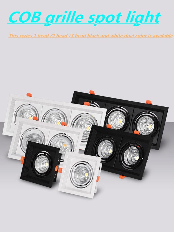Super Bright Square Dimmable LED Downlight, COB, 10w, 20W, 30w, Decoration  Spotlight, Ceiling Lamp, AC85-265v, 1pcs