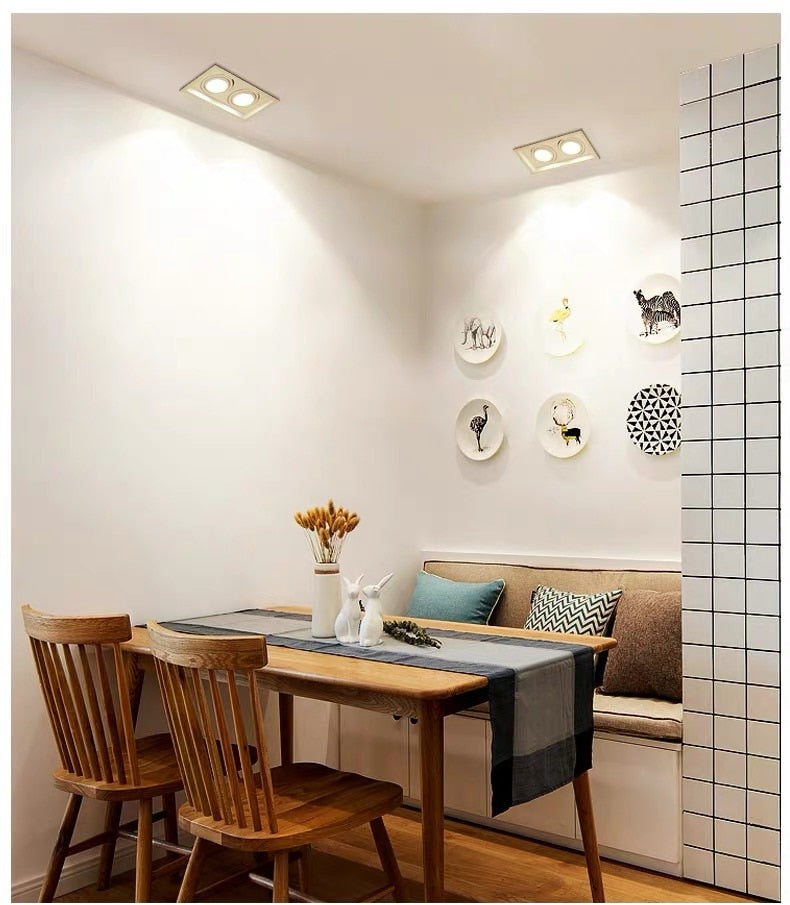 Super Bright Square Dimmable LED Downlight, COB, 10w, 20W, 30w, Decoration  Spotlight, Ceiling Lamp, AC85-265v, 1pcs