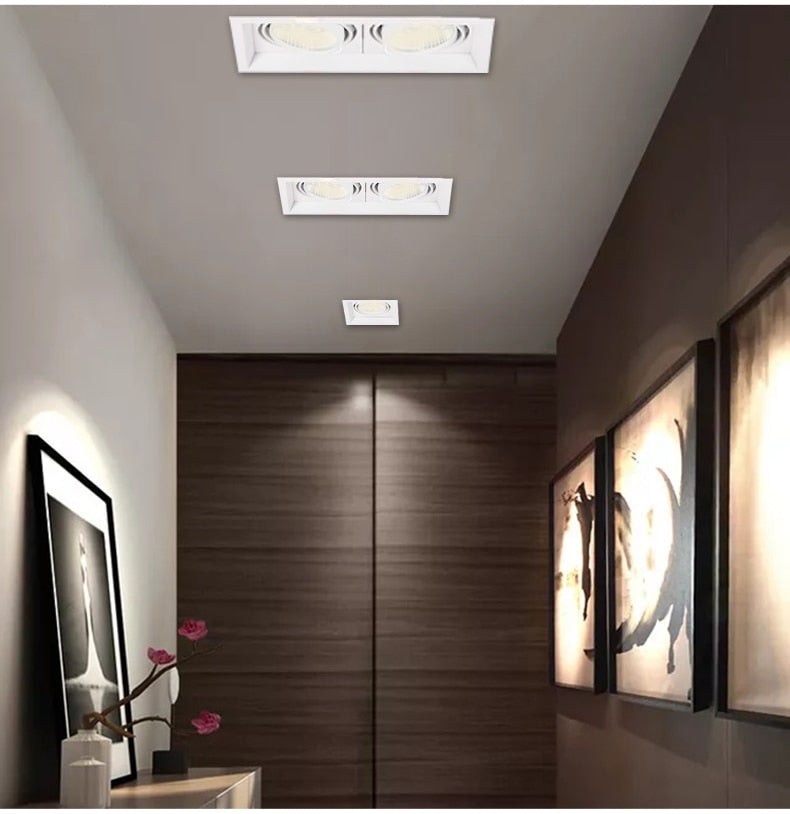 Super Bright Square Dimmable LED Downlight, COB, 10w, 20W, 30w, Decoration  Spotlight, Ceiling Lamp, AC85-265v, 1pcs