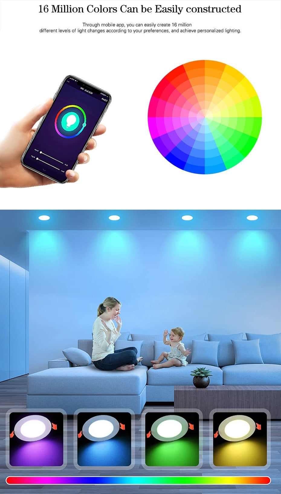 Smart Life Led Lights For Home 5W 7W 9W 15W Downlight LED Empotrable Spot Led Ceiling Lamp RGB+CW+WW Tuya WiFi Indoor Lighting