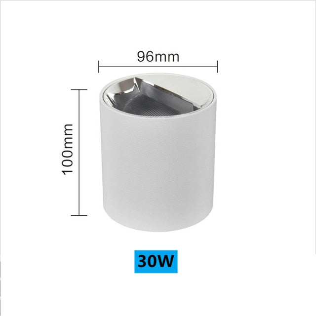 NEW Circular Aviation Aluminum Surface Mounted Ceiling Downlight White Black LED Spotlight 18W 30W 12° Dimmable 110V 220V