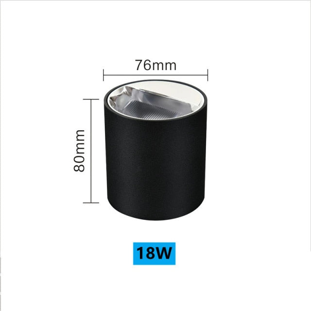 NEW Circular Aviation Aluminum Surface Mounted Ceiling Downlight White Black LED Spotlight 18W 30W 12° Dimmable 110V 220V