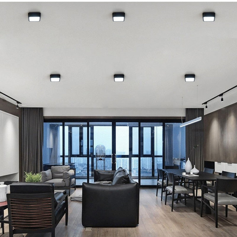 LED Panel Light black 9w 12W 18W 24w Surface Mounted LED Ceiling Lights AC85-265V Round Square LED Downlight