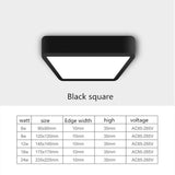 LED Panel Light black 9w 12W 18W 24w Surface Mounted LED Ceiling Lights AC85-265V Round Square LED Downlight