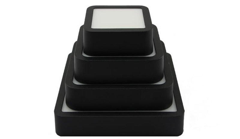 LED Panel Light black 9w 12W 18W 24w Surface Mounted LED Ceiling Lights AC85-265V Round Square LED Downlight