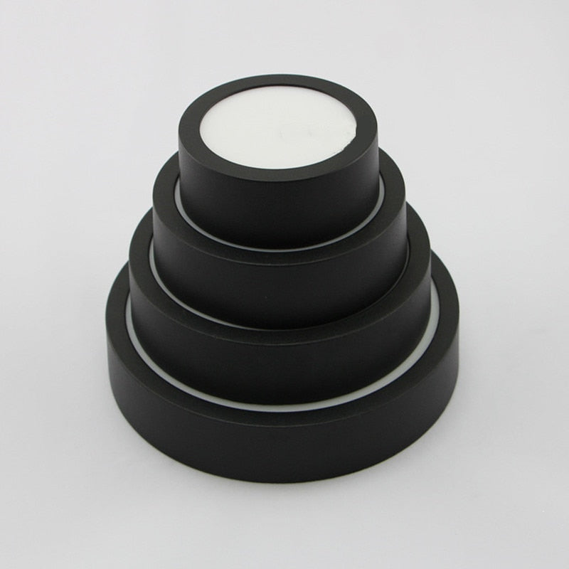 LED Panel Light black 9w 12W 18W 24w Surface Mounted LED Ceiling Lights AC85-265V Round Square LED Downlight