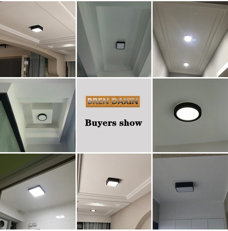 LED Panel Light black 9w 12W 18W 24w Surface Mounted LED Ceiling Lights AC85-265V Round Square LED Downlight