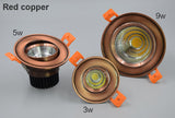 European style Bronze Red Copper Led dimmable COB 3W 5W 9W 15W LED recessed Downlight White/Pure White/Warm White Ceiling Lamp