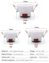 Zigbee 9W 7W 5W LED Downlight RGBCW Dimmable Spot Lights Ceiling Lamp Indoor Light Works with Alexa App/Voice/Remote Control