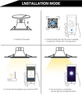 Zigbee 9W 7W 5W LED Downlight RGBCW Dimmable Spot Lights Ceiling Lamp Indoor Light Works with Alexa App/Voice/Remote Control