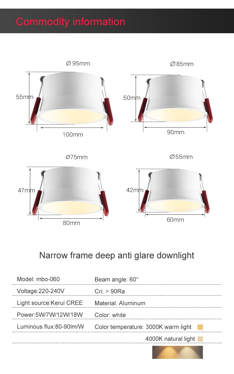 Dimmable Surface Mounted LED COB Downlight 5W/7W/9W/15W LED Lamp AC85V-265V Ceiling Spot Light with LED Driver White/Warm White