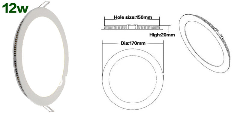 Round dimmable LED downlight 3W/6W/9W/12W/15W/25W emergency LED panel / painel light lamp for bedroom luminaire