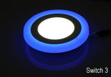 3 Model Round Square blue+white double color Led Panel Light 6w/9w/16w/24W AC85-265V Recessed LED Ceiling downlight down lights
