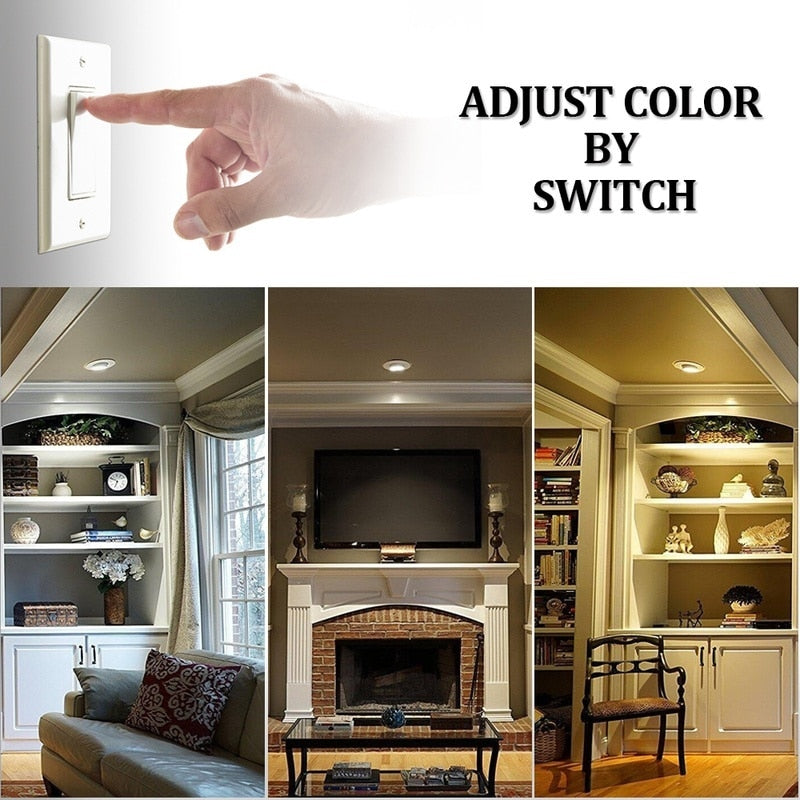 Dimmable LED Ceiling Light 85-265V 7W Round Recessed 10/20 Pack 3 Color Down Light Home Light Downlight Ceiling Lamp