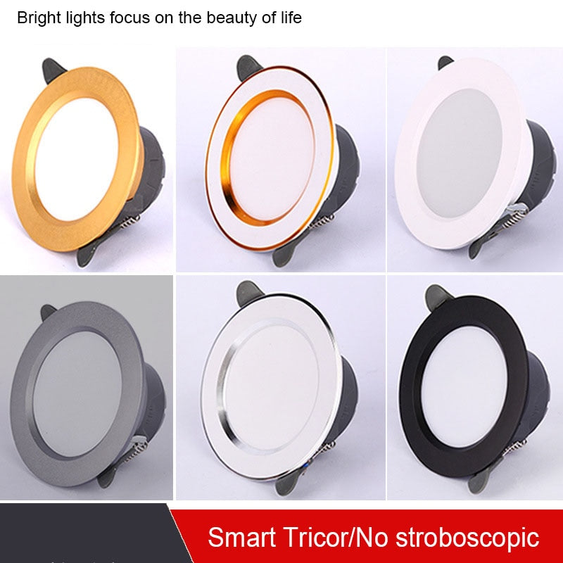 Downlight 3 colors in 1 Lamp 2pcs/lot 5W Natural White/Warm/Cold 5w LED Spot Light Indoor Recessed Lamp AC 220V LED Spotlight