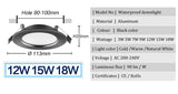 LED Downlight 220V 230V Waterproof Ceiling lamp 3w 5w 7w 9w Aluminum Recessed Downlight Round LED Panel Spotlight Indoor Lighting