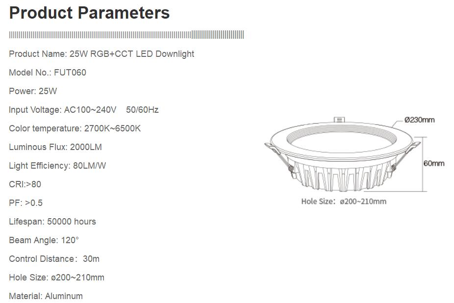 Waterproof MILIGHT FUT061 062 063 064 065 066 068 069 LED Downlight Ceiling Spotlight AC100 - 240V 6W 9W 12W 15W 18W 25W RGB+CCT