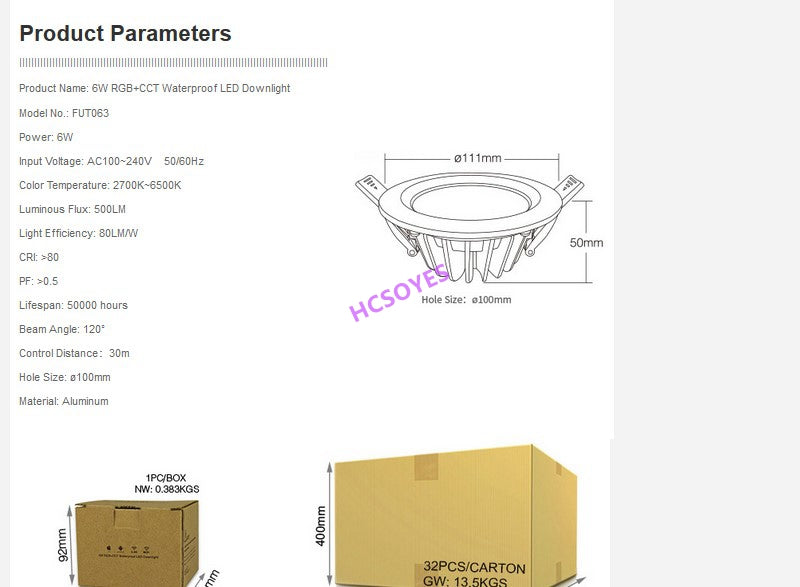 MIBOXER FUT063 FUT068 6W/FUT069 15W LED Downlight AC100-240V dimmable RGB+CCT recessed Led panel light Waterproof AC110V 220V