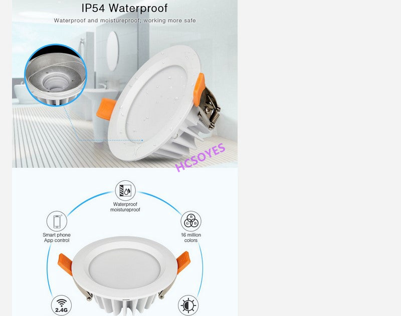 MIBOXER FUT063 FUT068 6W/FUT069 15W LED Downlight AC100-240V dimmable RGB+CCT recessed Led panel light Waterproof AC110V 220V