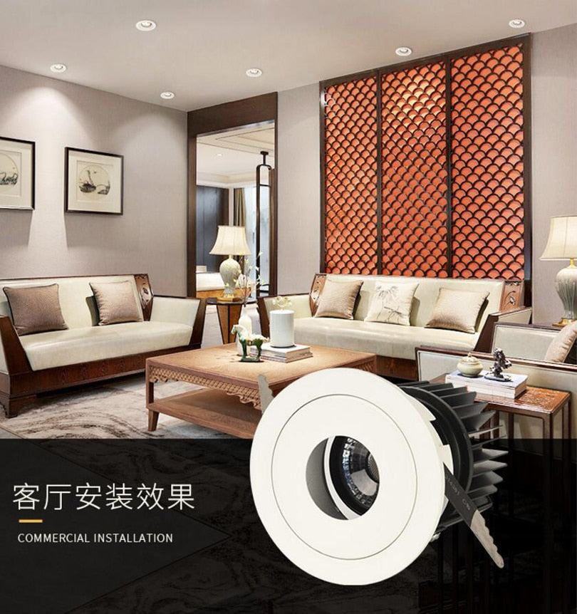 LED Recessed Ceiling 110V 120V 220V 230V 10W 15W 20W COB Lamps Down Light Downlight  for Home Hotel Shop Stores Lights