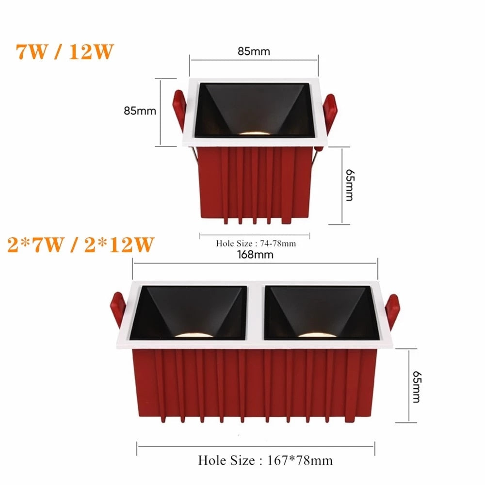 Recessed Ceiling Downlights 7W 12W Embedded Spot Lights Living room Bedroom Kitchen Indoor Lighting 220V