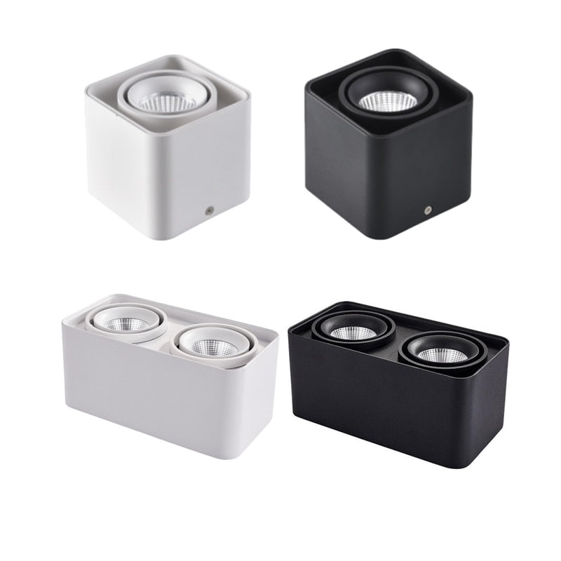 Dimmable Square LED Mounted Down Lamp LED Ceiling Lights 15W 30W AC110V 220V Downlight Direction Adjustable Indoor Lighting