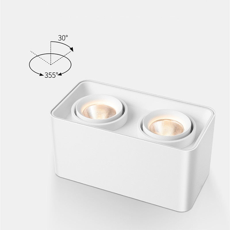 Dimmable Square LED Mounted Down Lamp LED Ceiling Lights 15W 30W AC110V 220V Downlight Direction Adjustable Indoor Lighting