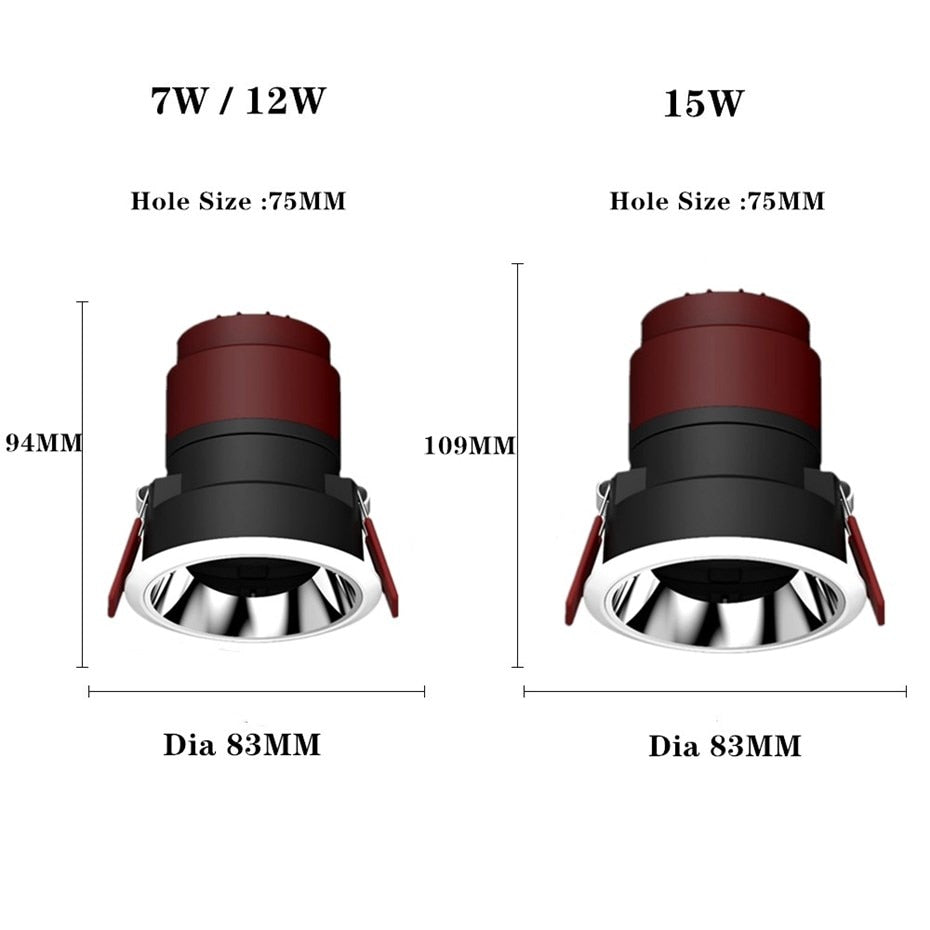 Munich Series Downlight Led Lamp Indoor Recessed Led Ceiling  Light Spot Light For Bedroom Living Room Hall Corridor 7W 12W 15W