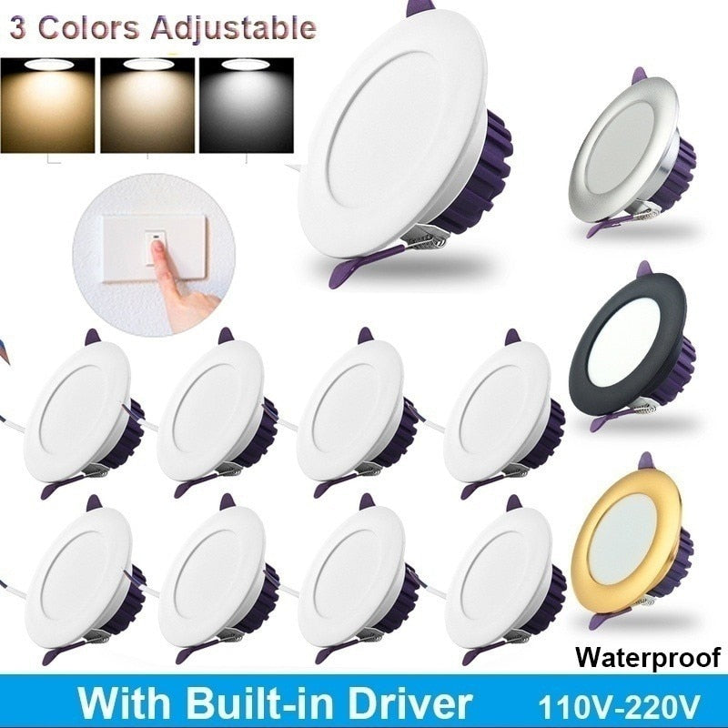 Three-color Dimming Built-in Drive Downlight 1000 Lumens Super Bright High Quality LED Bulb For Living Room Bedroom Kitchen