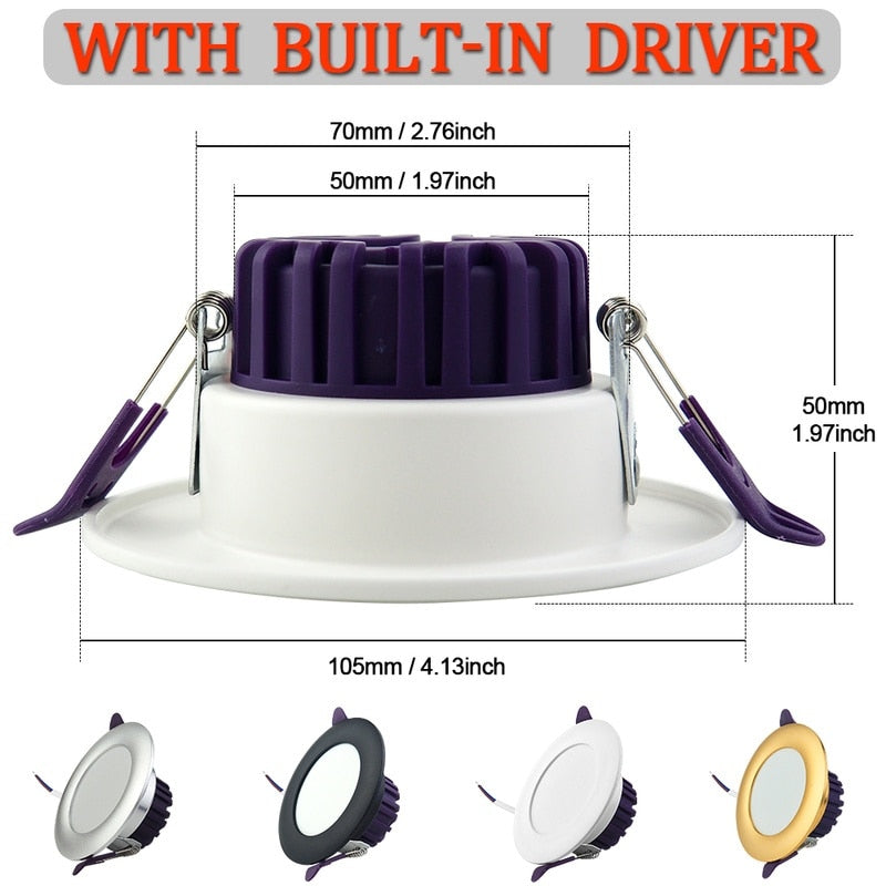 Three-color Dimming Built-in Drive Downlight 1000 Lumens Super Bright High Quality LED Bulb For Living Room Bedroom Kitchen