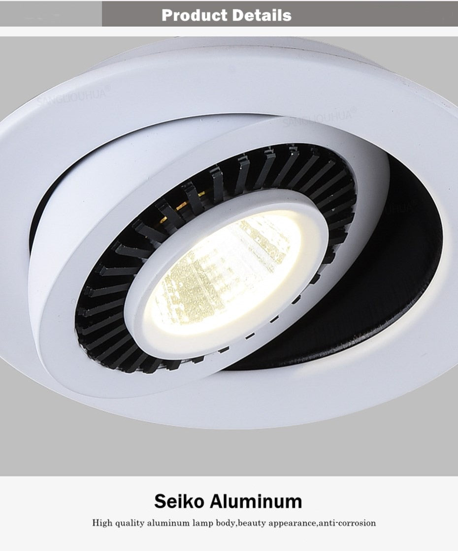 Led Downlight Recessed Ceiling Light Angle Adjustable Led Spot Light Indoor Ceiling Lighting Bedroom Living Room Kitchen Recessed 24W