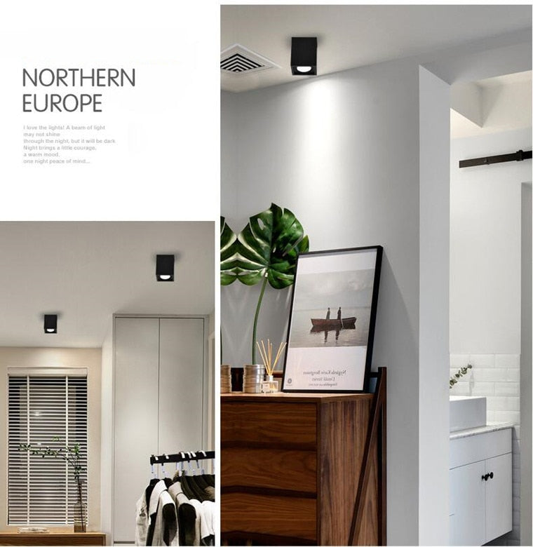 Square Dimmable COB LED Downlights 10W 20W LED Ceiling Lamps AC85~265V LED Ceiling Spot Lights Warm/Cold White Indoor Lighting