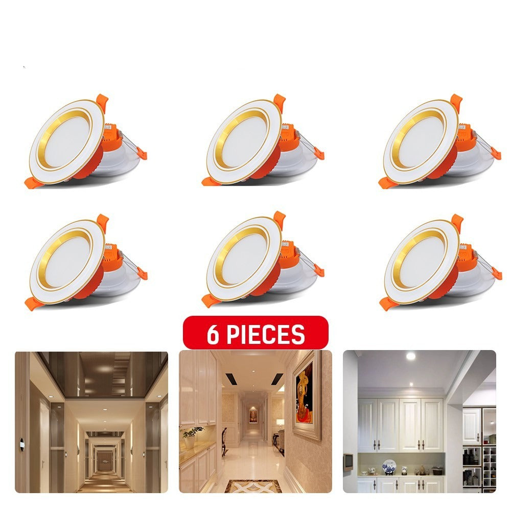12 Packs LED Downlight 220V 9W Thin Ceiling light Recessed Down Light 3 Colors Dimmable Spotlight