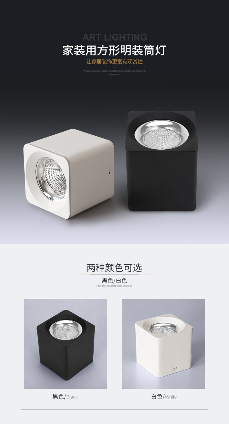 Surface Mounted Dimmable COB LED Downlights 15W AC85V-265V Black White LED Ceiling Down Lamp Indoor Lighting